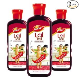 Dabur Lal Tail – 600ml (200ml, Pack of 3) | Ayurvedic Baby Massage Oil | Clinically Tested 2x Faster Physical Growth for Stronger Bones and Muscles