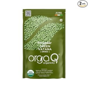 OrgaQ Organicky Organic Dry Green Vatana/Matar Beans/Green Peas - 1000 Grams