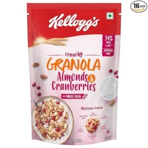 Kellogg's Crunchy Granola Almonds & Cranberries 460g | 24% Fruit & Nut, Baked Multigrain | Whole-grain Oats, Wheat, Corn, Rice and Barley, Source of Fibre | Breakfast Cereal