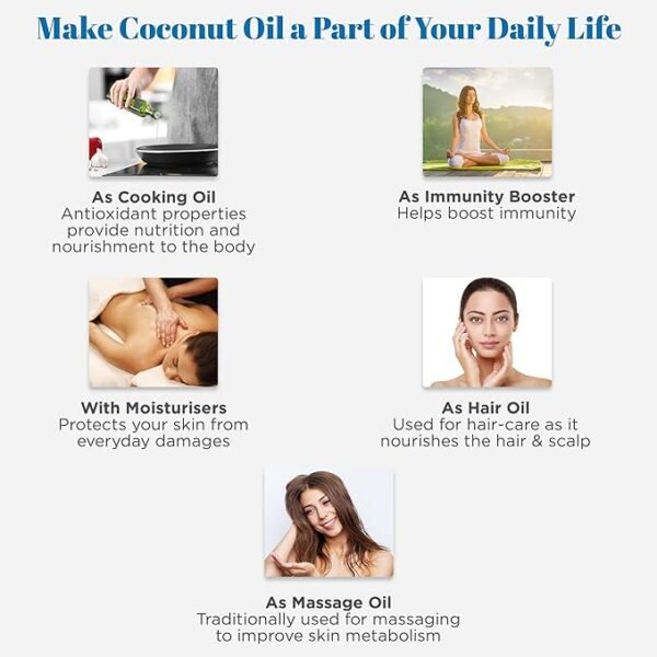 Dabur Anmol Gold 100% Pure Coconut Oil | Nariyal Tel | Natural | Multipurpose Hair Oil  (600 ml) - Image 2