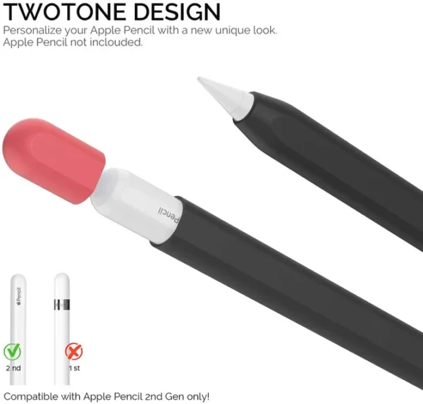 Ashastyle Duotone Case Cover Silicone Sleeve Skin Compatible With Apple Pencil2 - Black - Image 5