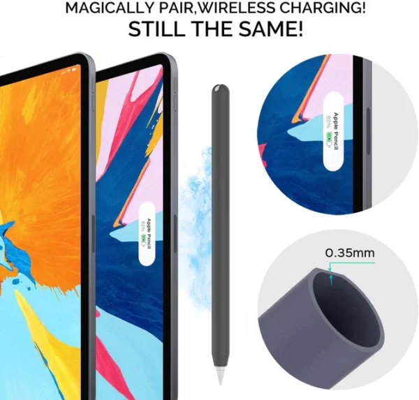 Ashastyle Ultra Thin Case Silicone Skin Cover Compatible With Apple Pencil2 - Black & Midnight Blue - Image 3