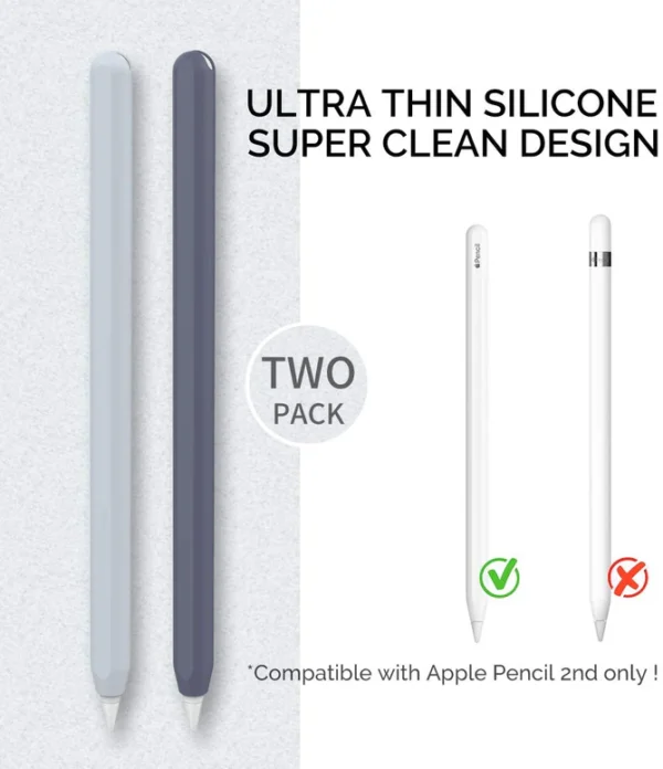 Ashastyle Ultra Thin Case Silicone Skin Cover Compatible With Apple Pencil2 - Light Blue & Midnight Blue - Image 2